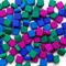 6mm Tile Beads Mix, 50 pieces, 2-Hole Pink-Purple Blue & Green Matte, Adorabilities